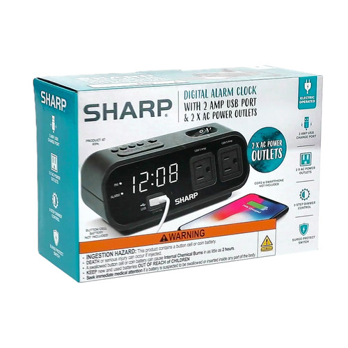 Sharp led digital alarm clock - led,